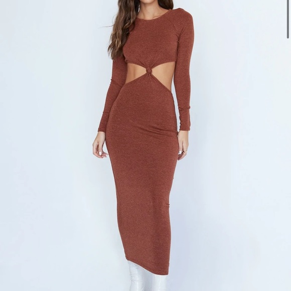 LUCA LONG SLEEVE MAXI DRESS BROWN - Picture 2 of 5